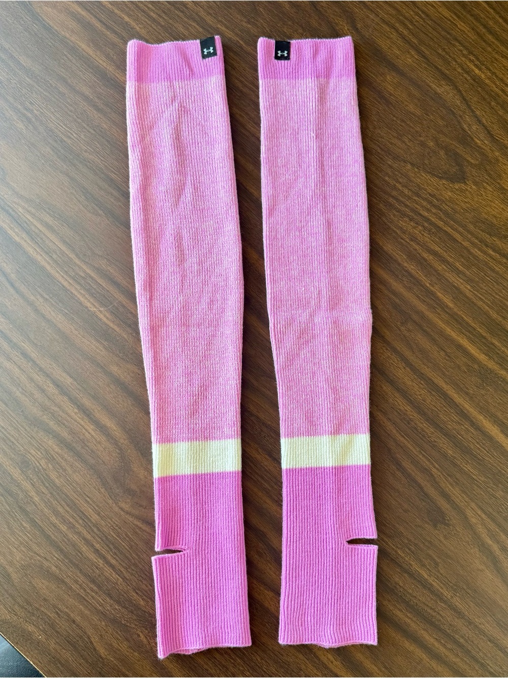 Under Armour Pink and Cream Thumbhole Arm Warmers new